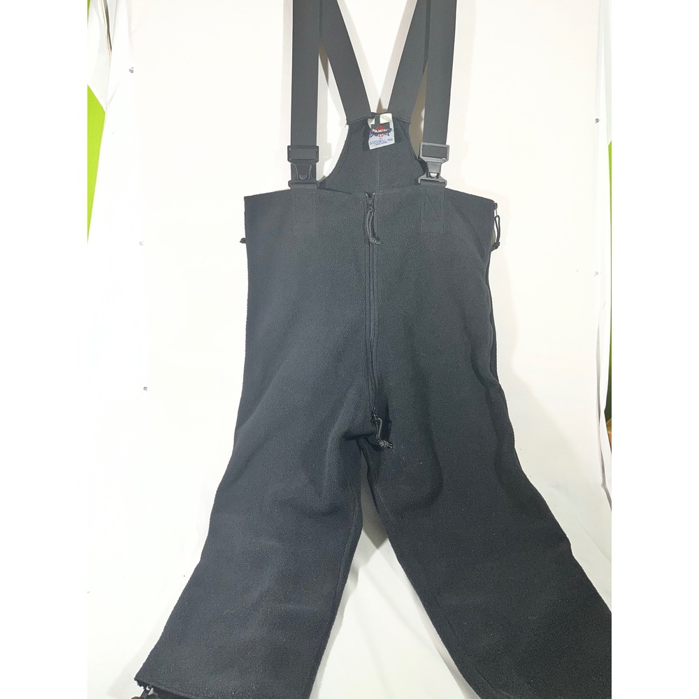 Polartec Goodwill Industries Fleece Bib Overalls‎ Men L Black Side Zip Pants Ski